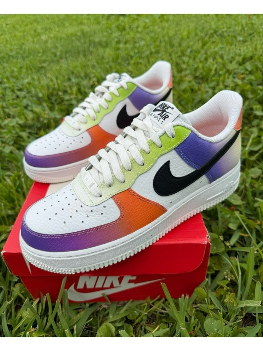 * 10 WOMEN'S NIKE Air Force 1 LOW 07 WHITE BLACK / MULTICOLOR FD0801-100 SNEAKER